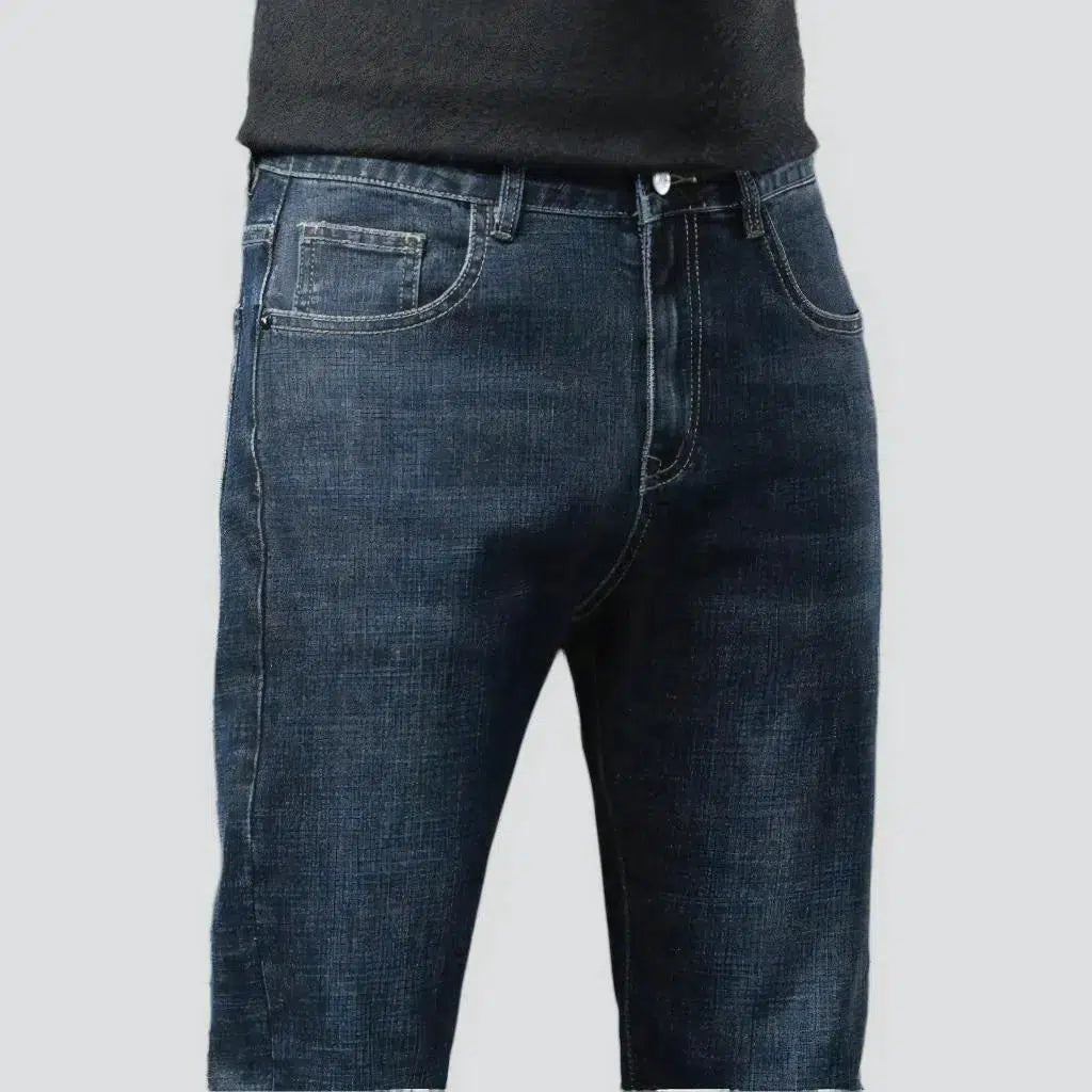 Dark-wash high-waist jeans
 for men