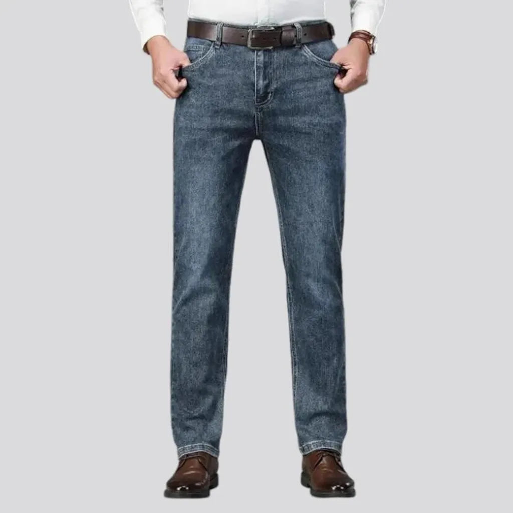 High rise stonewashed men's jeans