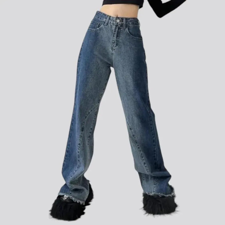Vintage contrast jeans
 for women