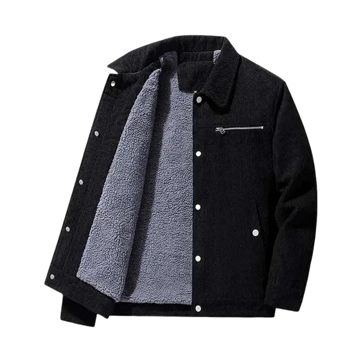 Classic Men's Corduroy Coat - Black