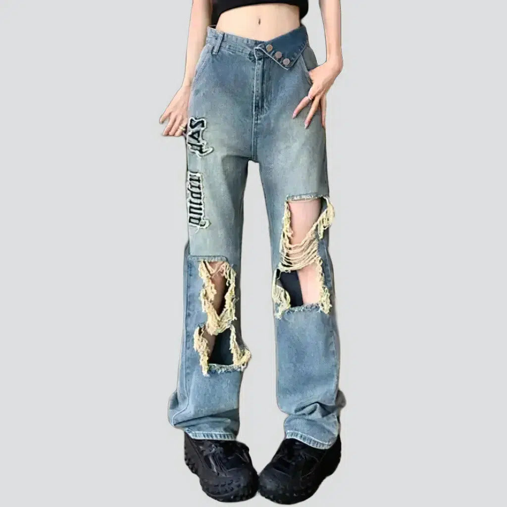 Painted vintage jeans
 for women