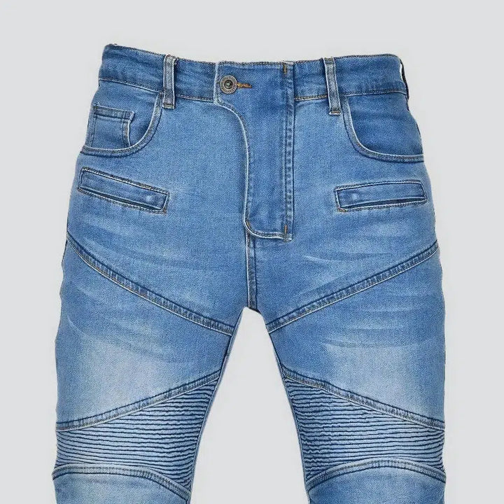 Stonewashed moto jeans
 for men