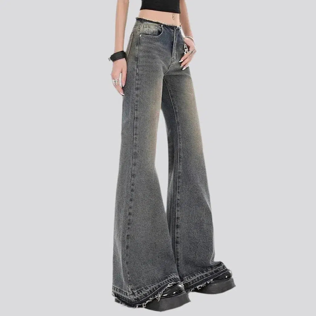 Raw waistline women's jeans