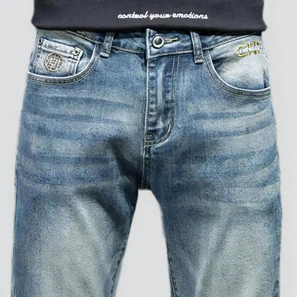 Slim men's sanded jeans