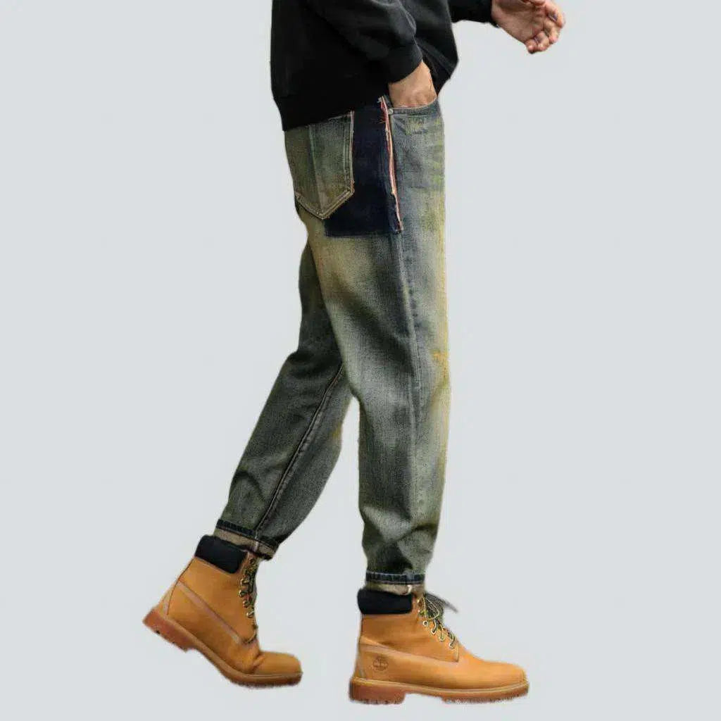 Yellow cast men's high-waist jeans