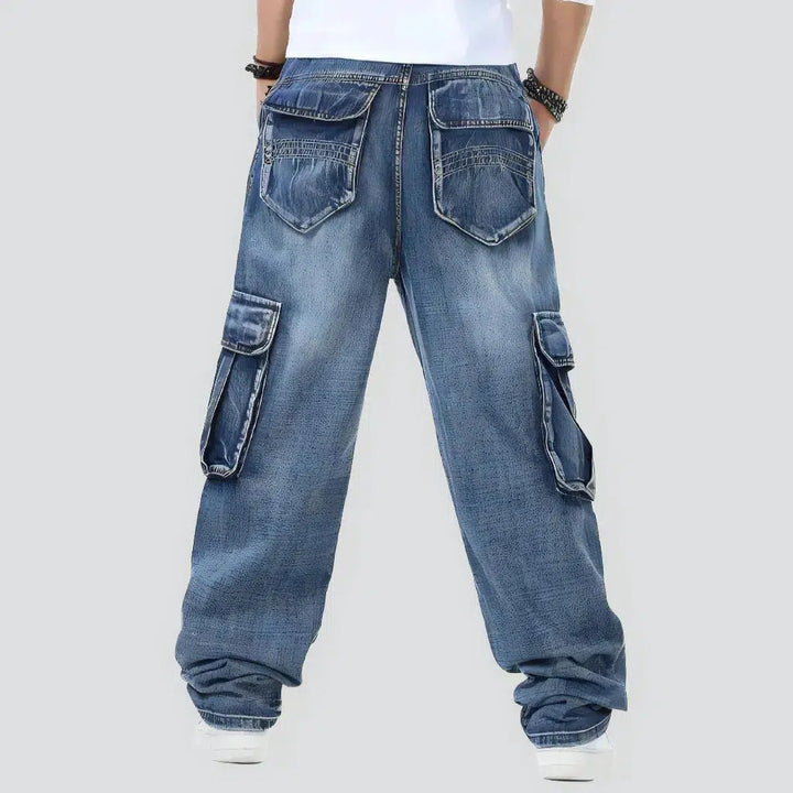 Voluminous men's high-waist jeans