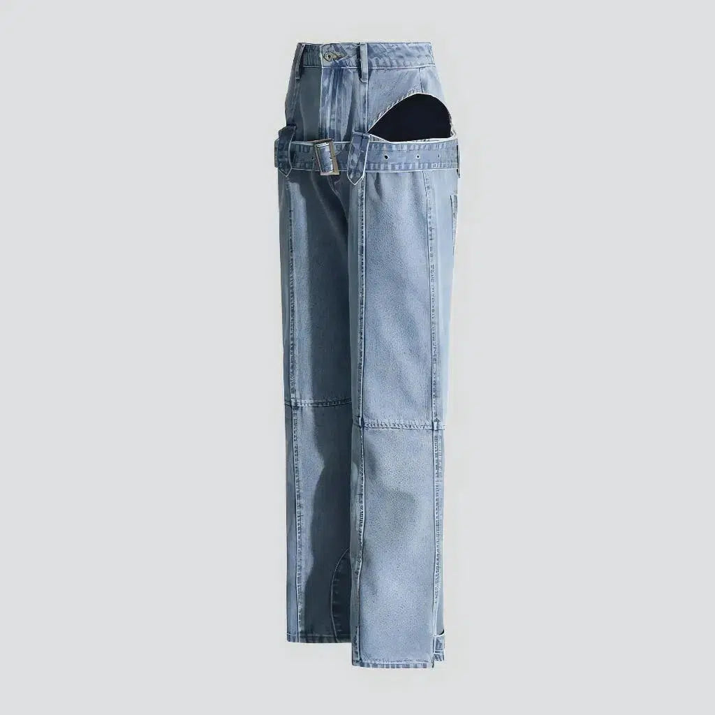High-waist women's cutout jeans