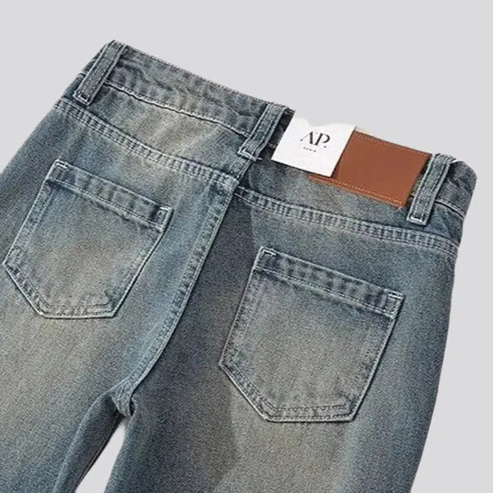 Whiskered medium women's wash jeans