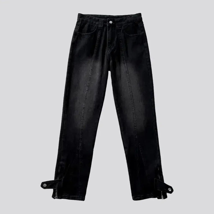 Zipper-button men's jeans