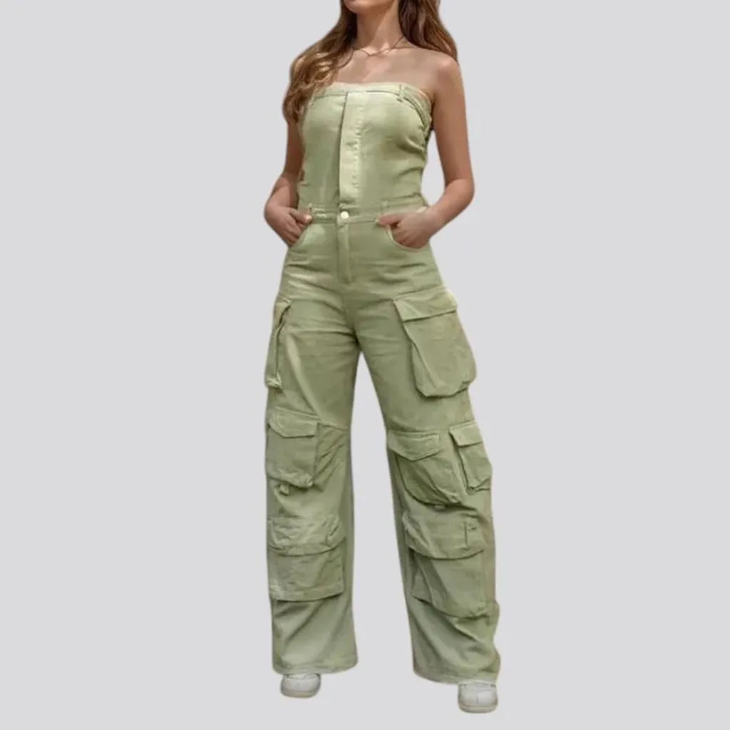 Wide fit stylish women's jean jumpsuit