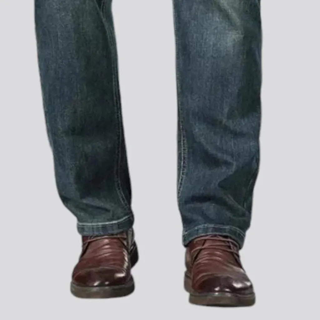 Sanded tapered casual jeans for men