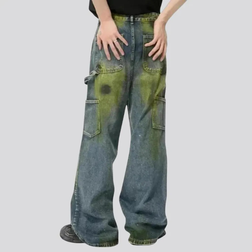 Artistic mid rise jeans for men