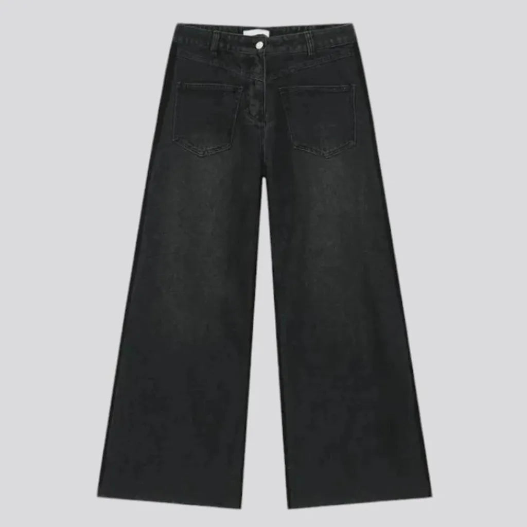 Mid rise sanded baggy men's jeans