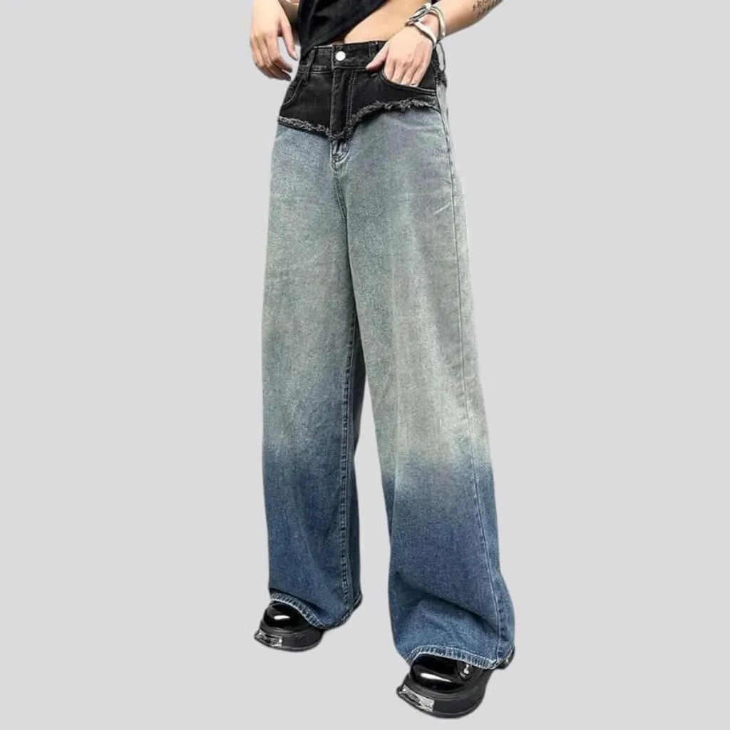 Mid-waist patched jeans
 for women