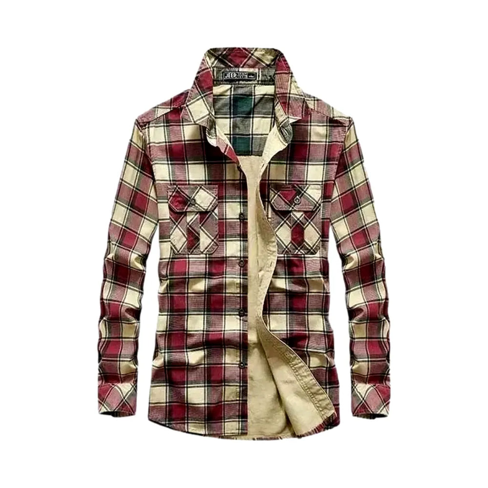 Boho Men's Denim Shirt - Red