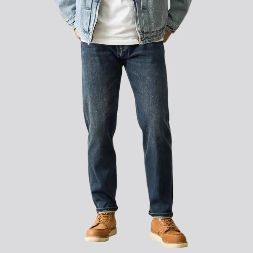 tapered, stonewashed, sanded, whiskered, 15oz, high-waist, 5-pockets, zipper-button, men's jeans | Jeans4you.shop