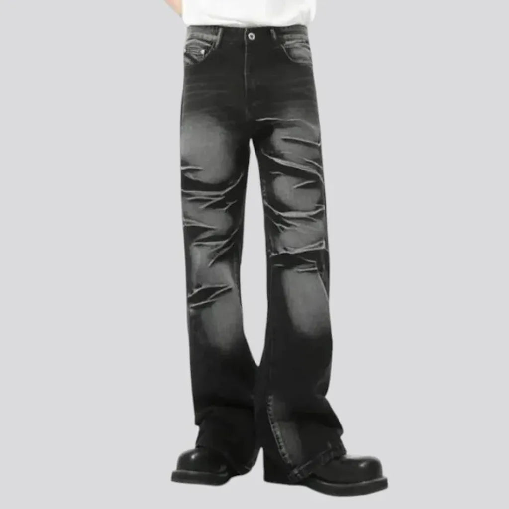 Stylish faded lines baggy men's jeans