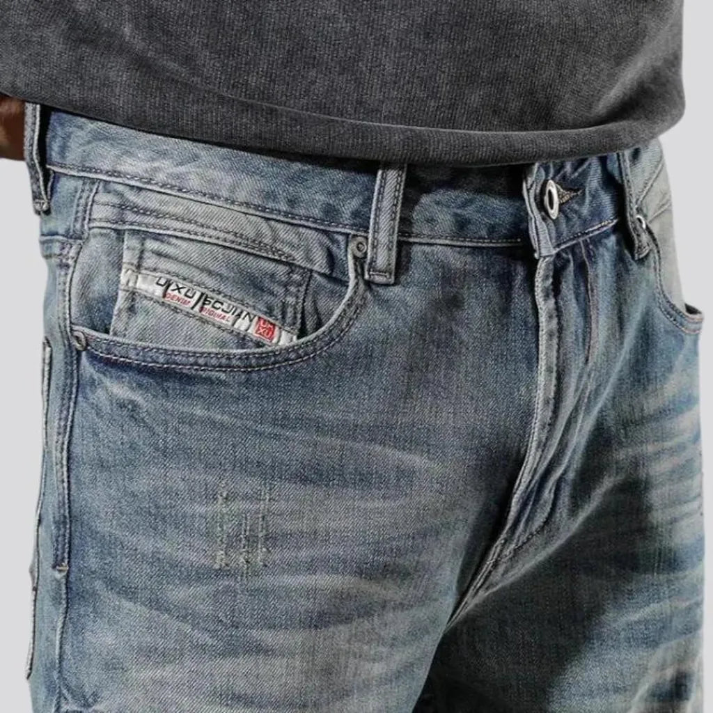 Casual retro rolled cuffs men's jeans