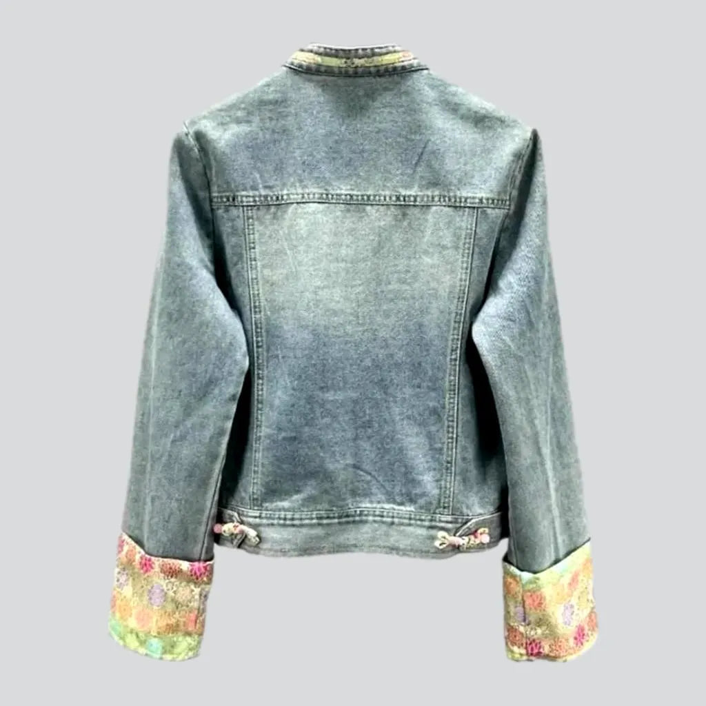 Ornament vintage denim jacket
 for ladies