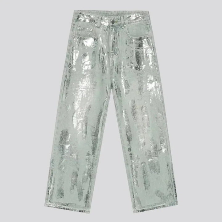 Baggy men's paint-stains jeans