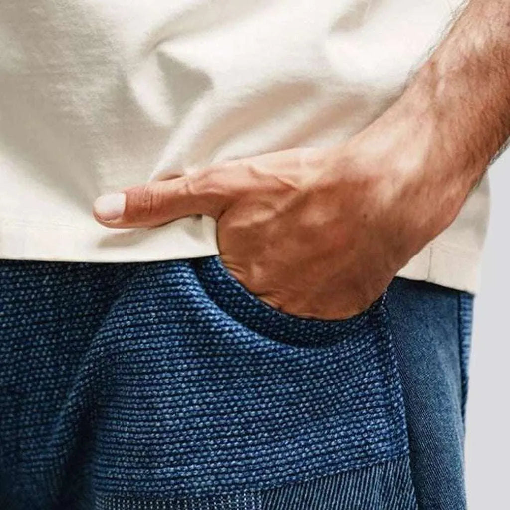 Ornament fabric jean shorts
 for men