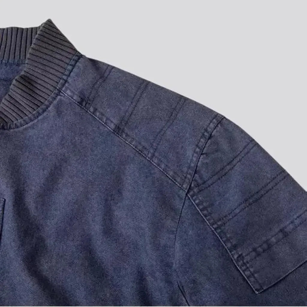 Casual men's denim bomber jacket