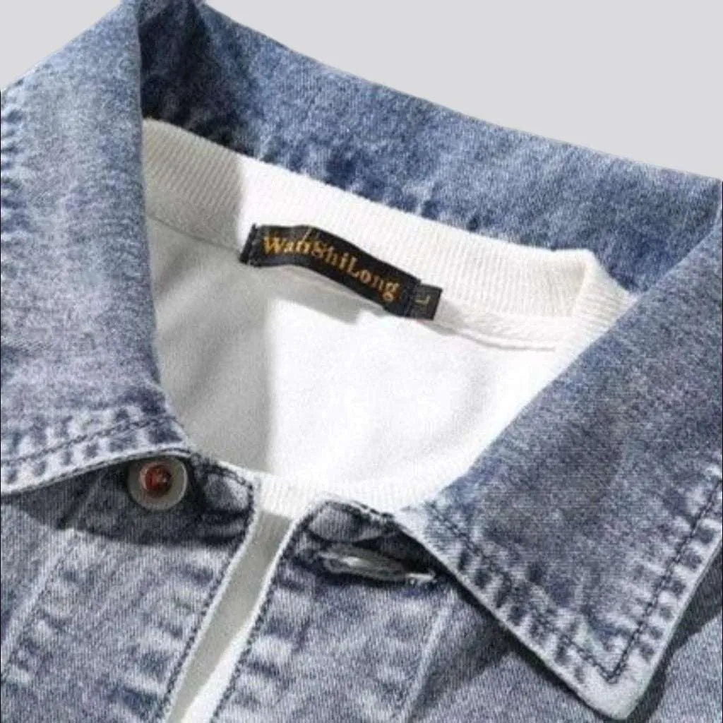 Embroidered men's denim jacket