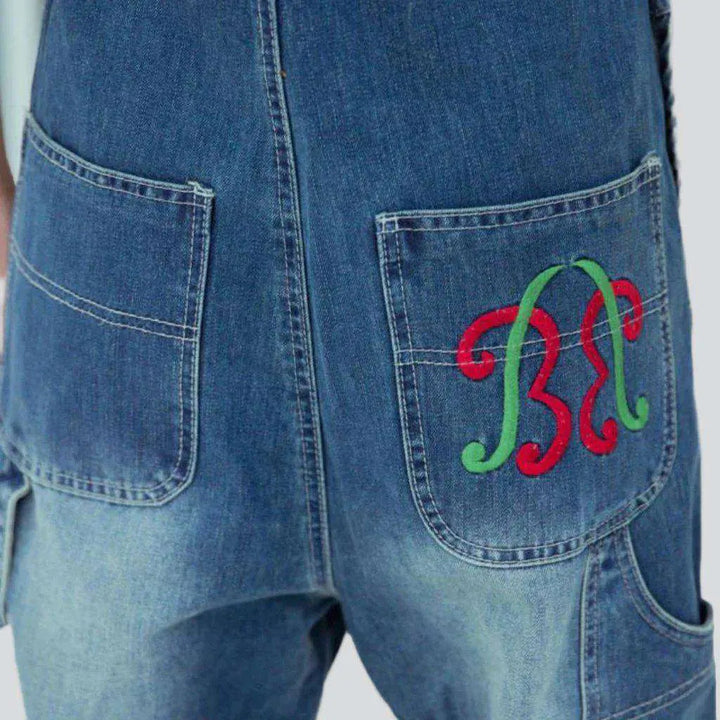 Women's jeans embroidered dungaree