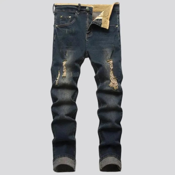 Trendy dark wash skinny men's jeans