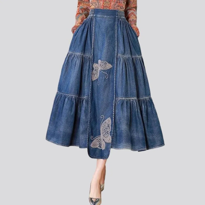 Tiered women's jean skirt