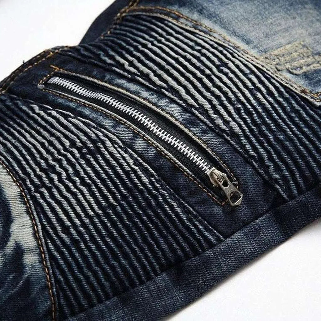 Dark blue biker jeans