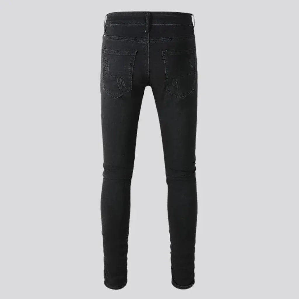 Mid rise street style skinny jeans for men