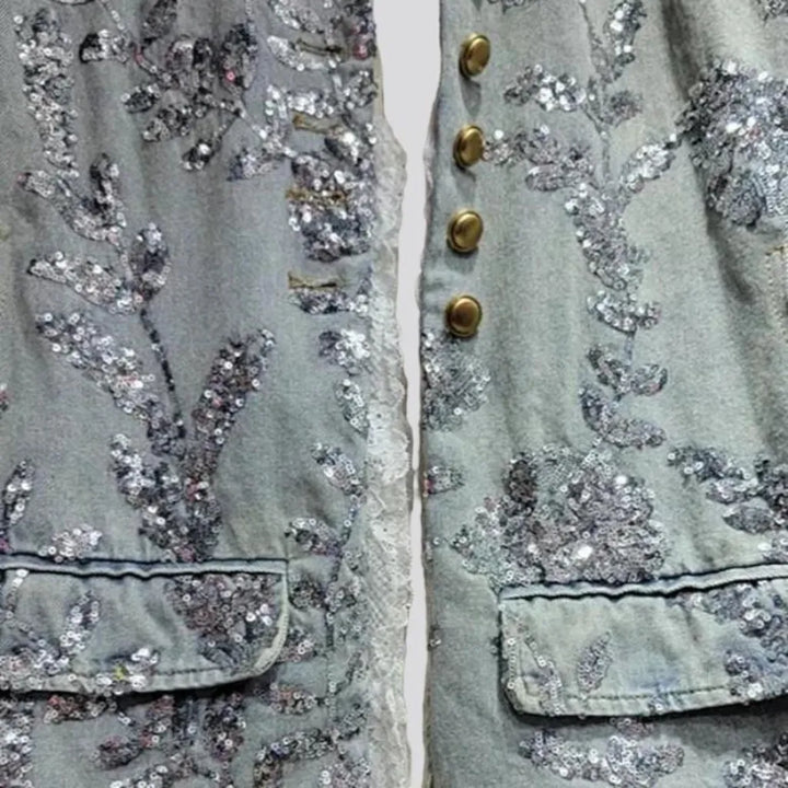 Oriental oversized jean vest
 for ladies