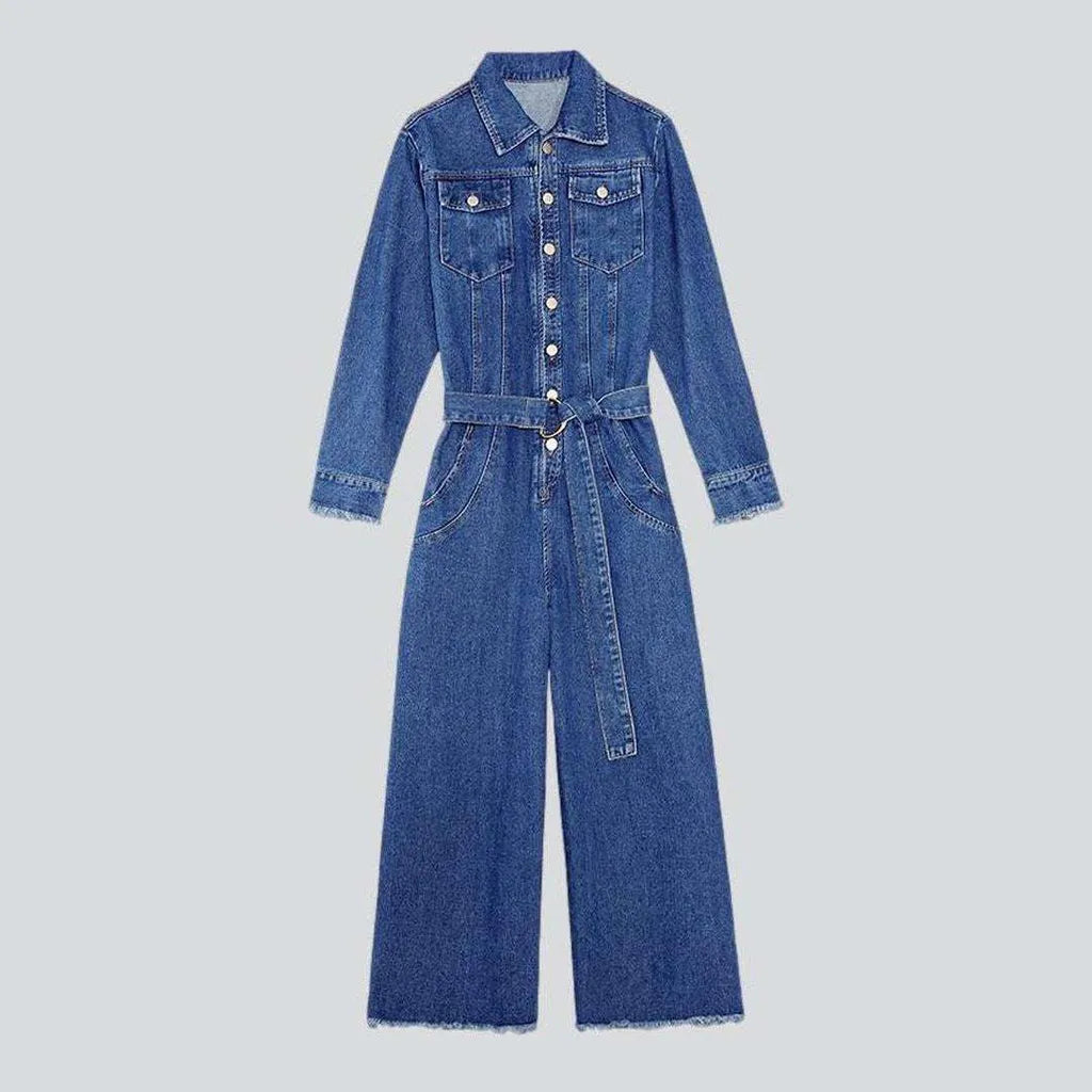 Wide-leg women's denim overall