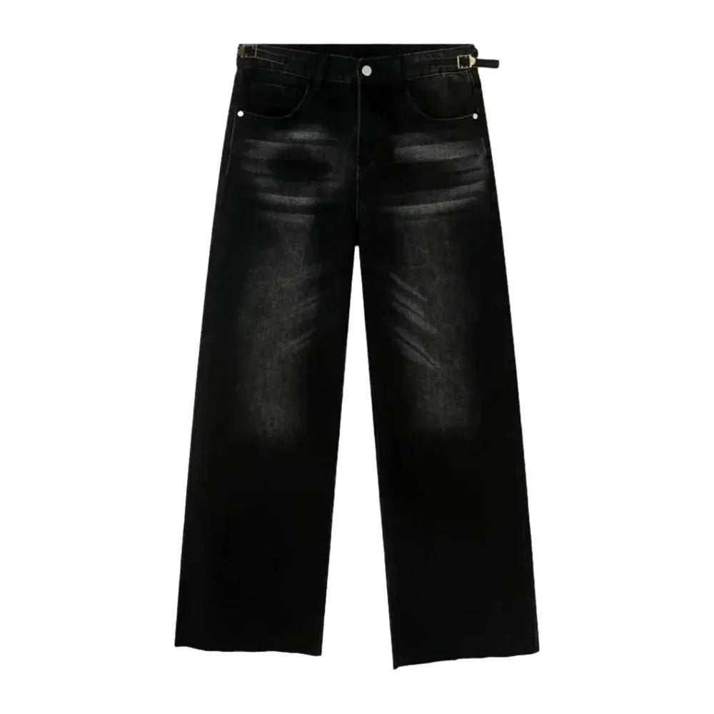 Boho Style Baggy Men's Jeans - Black