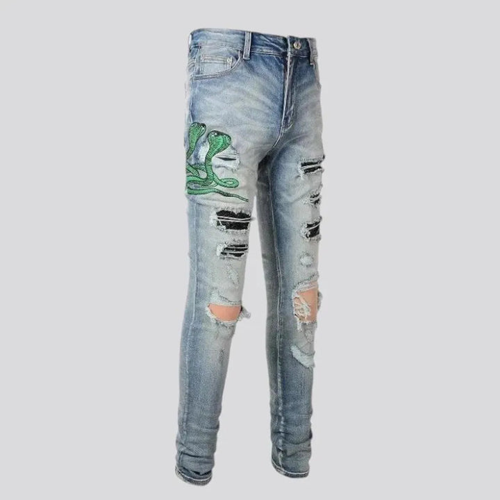 Fashionable ripped men's jeans