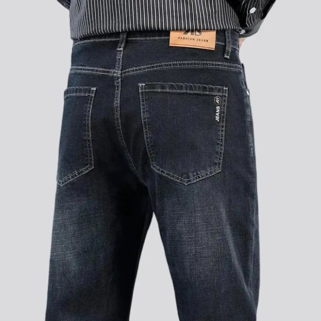 Sanded stonewashed casual jeans for men