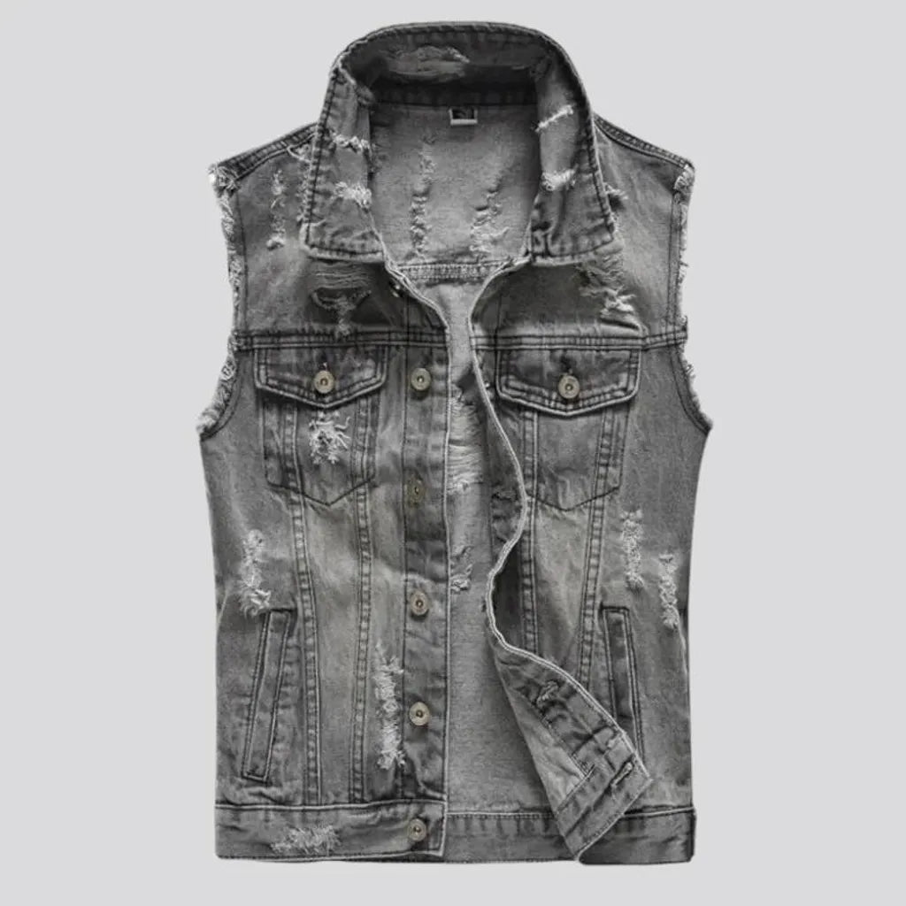 Vintage slim men's denim vest