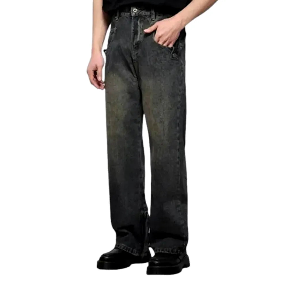 Boho Sanded Mid-rise Jeans for Men - Dark Blue