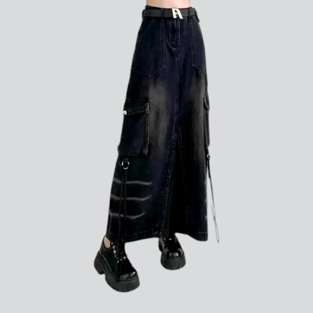 High-waist jeans skirt