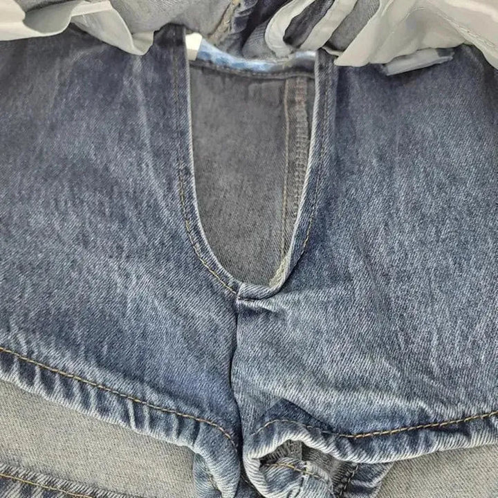 Mini stonewashed jeans skirt