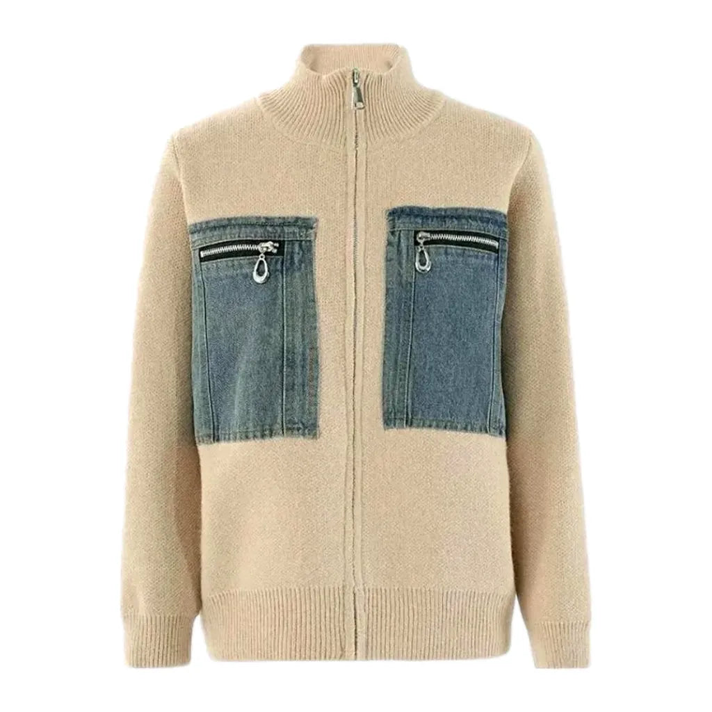 Boho Oversized Women's Jean Cardigan - Sand