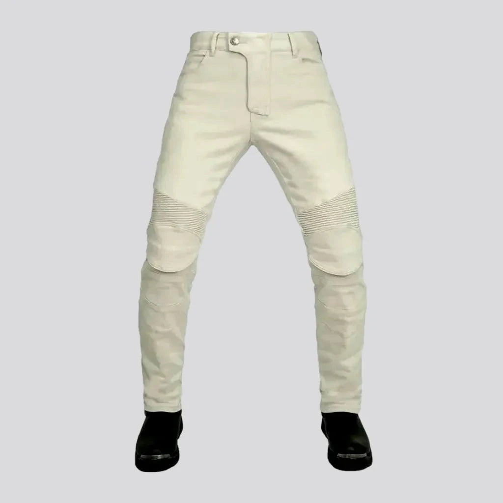 Single-color High Rise Motorcycle Jeans for Men | Jeans4you.shop