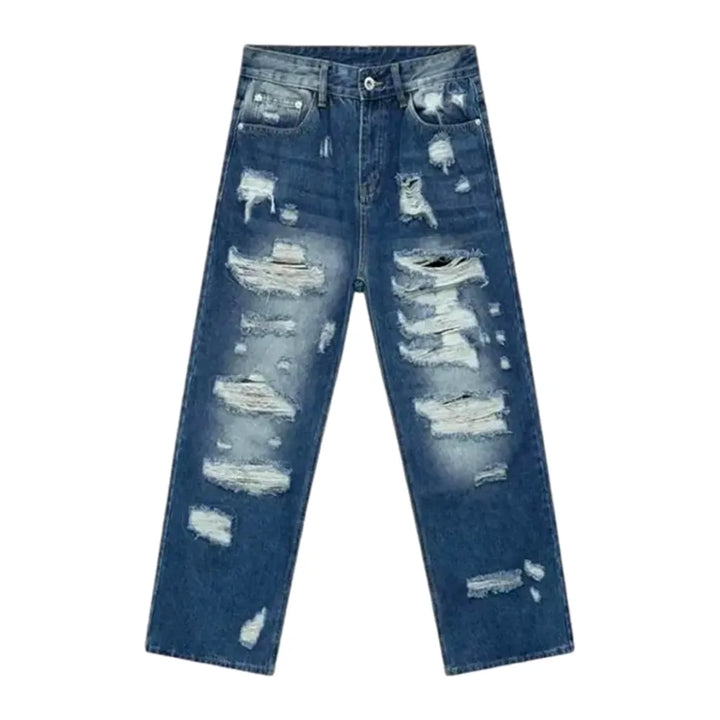 Baggy Fashion Style Distressed Men's Jeans - Blue