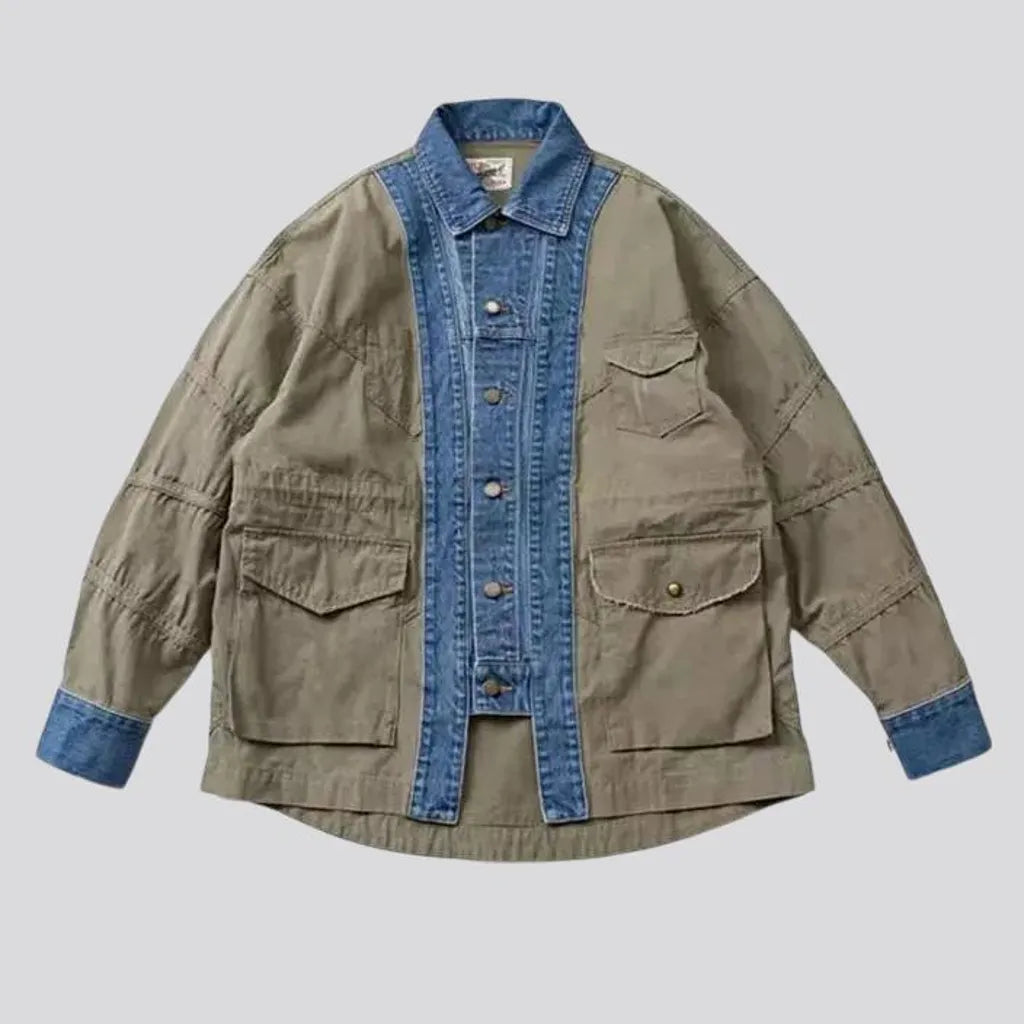 Cargo pockets oversized men's denim jacket