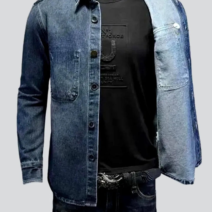 Stonewashed vintage style men's denim shirt