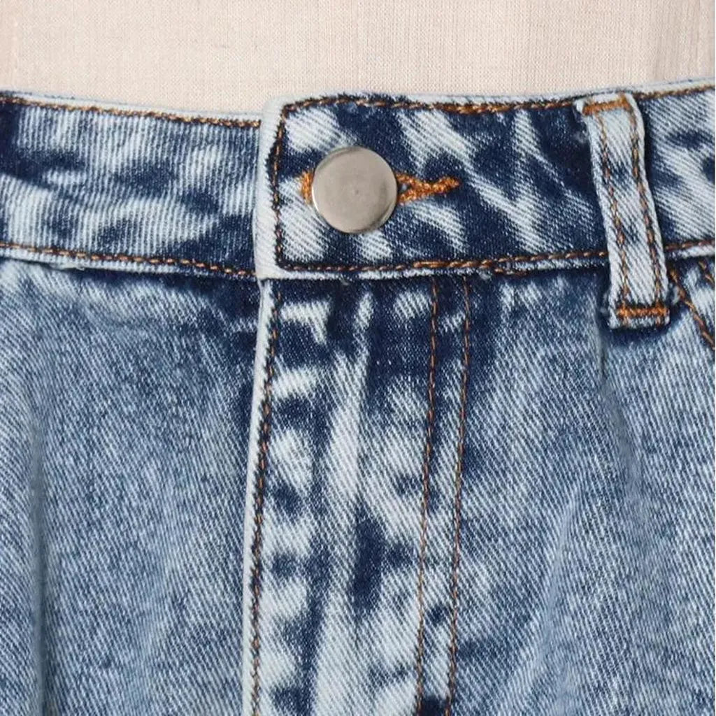 Vintage light pattern jeans shorts for women