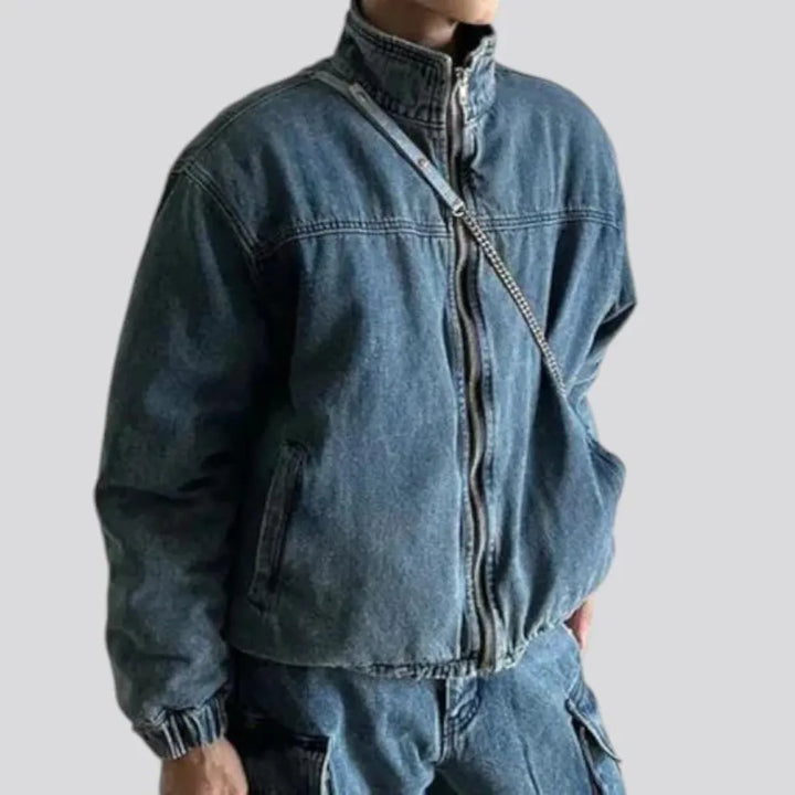 Stylish oversized men's denim bomber jacket