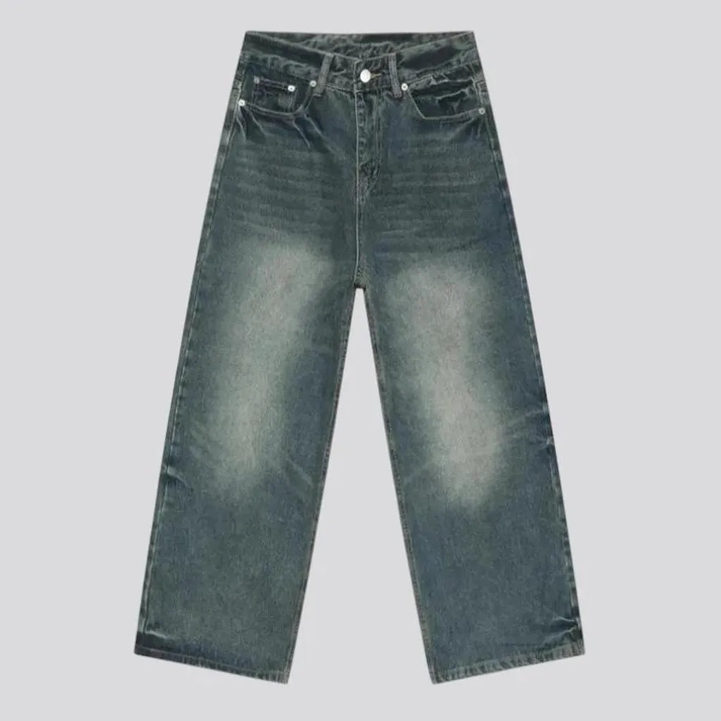 Sanded light washed out men's jeans