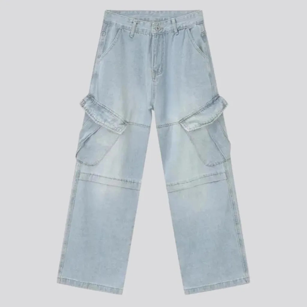 Boho cargo pockets men's jeans